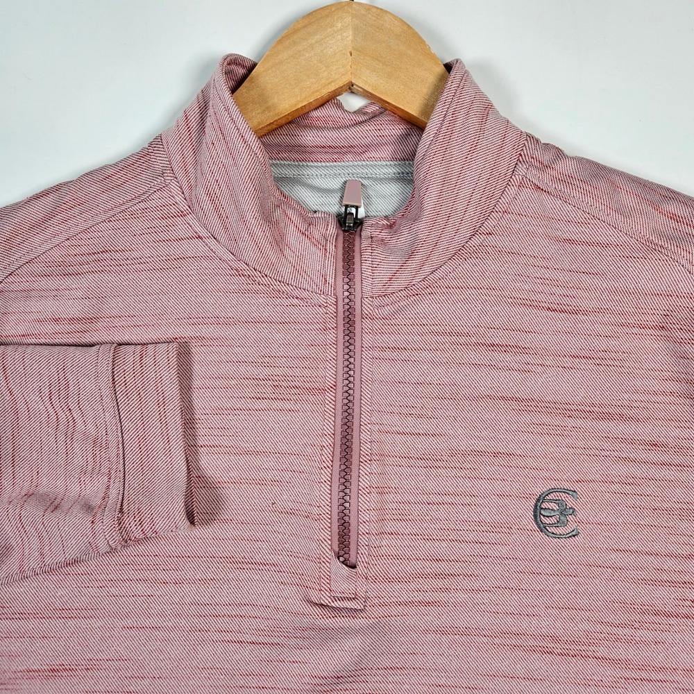 johnnie-O Pullover Mens Large Pink Quarter Zip Performance Golf Space Dye L